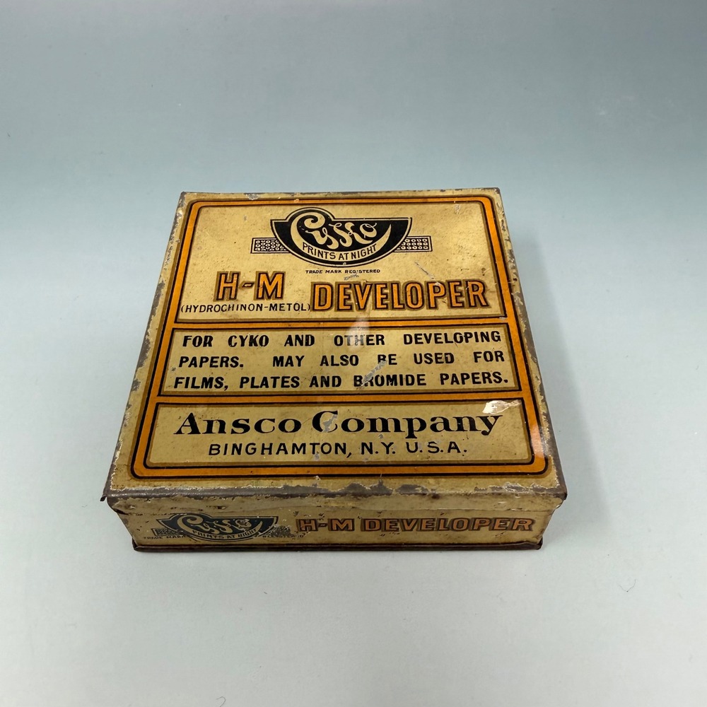 Vintage Ansco Cyko H-M Developer Tin Case Binghamton NY Antique Photography